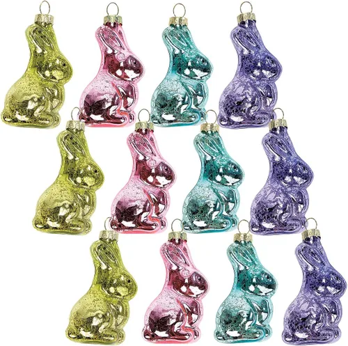 Lillian Vernon Adornos de Pascua de Vidrio Soplado de Conejo - Decoraciones Colgantes para Árbol Hechas a Mano, Decoración de Conejito de Pascua