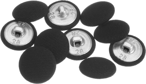 Miniatura 42 de HARFINGTON 10 botones de tela de 24L cubiertos de tela de 0.59 pulgadas, vástago de metal, botones de costura redondos para trajes, blusas de Azul