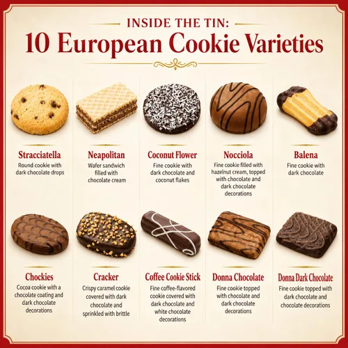 Miniatura 5 de Lambertz - Lata de galletas europeas para el Día del Padre, 92 galletas, 10 variedades, listas para servir y listas para regalar para papá