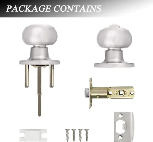 Miniatura 7 de Probrico Paquete de 10 pomos redondos para puerta de cama/baño, función de privacidad para baño/dormitorio, pomos de puerta interior con cerradura
