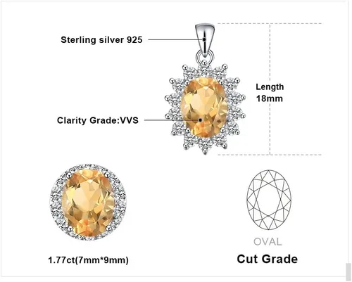 Miniatura 53 de JewelryPalace Princess Diana Kate Middleton Natural Amethyst Citrine Garnet Peridot Topaz Created Ruby Sapphire Simulated Emerald Pendant Necklace