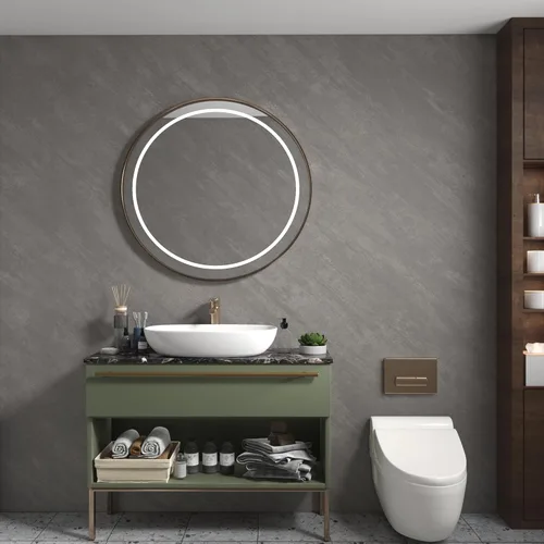 Miniatura 2 de 3yecao Papel tapiz de hormigón gris de gran tamaño de 16"×591" pulgadas, despegar y pegar, papel de contacto de hormigón gris grueso impermeable 3D