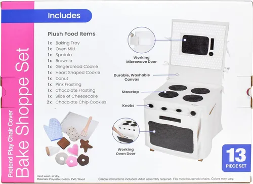 Miniatura 7 de Bake Shoppe - Juego de 15 piezas de cocina de tela de juego de simulación, incluye artículos horneados y accesorios de felpa, perfecto