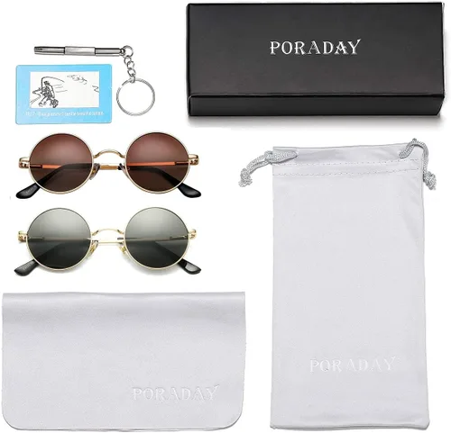 Miniatura 3 de PORADAY Circle Lennon - Gafas de sol polarizadas redondas retro, estilo hippie, gafas de sol de círculo pequeño