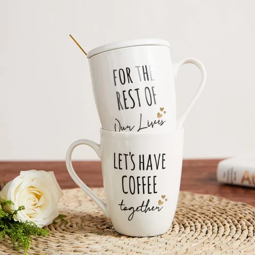 Miniatura 6 de AW BRIDAL Juego de 2 tazas de café únicas de cerámica para parejas recién comprometidas, 12 onzas, regalo de despedida de soltera para novia