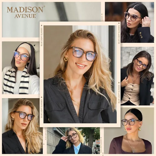 Miniatura 2 de Madison Avenue Blue Light Blocking Glasses for Women, Oversized Blue Light Blockers Anti Eyestrain/UV Computer Eyeglasses