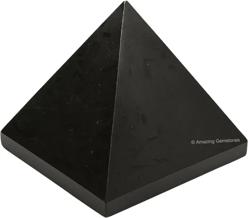 Piedras curativas de pirámide de cristal de turmalina negra de Amazing Gemstone - Figurina de gran pirámide de 2" de piedra natural para meditación,