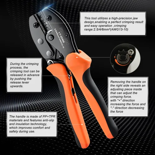 Miniatura 3 de Kit de herramientas de crimpado de conectores de panel solar con 1 crimpador, 15 pares de conectores y 1 llave inglesa, herramientas esenciales