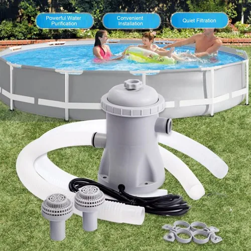 Miniatura 2 de Sistema eléctrico de bomba de filtro de piscina, bomba de filtro de agua reutilizable de bajo ruido con accesorios para bombas de piscina, cartucho