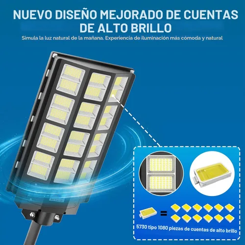 Miniatura 4 de Luz solar de calle de 8000 W, impermeable, 240000 lúmenes, funciona con energía solar, luces de estacionamiento grandes, luz de calle grande