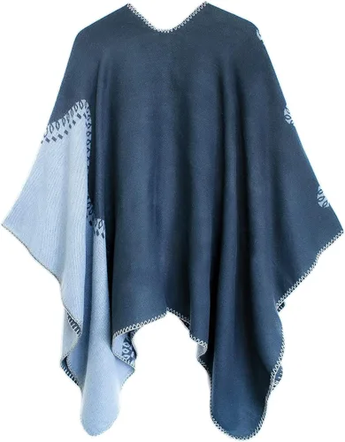 Miniatura 161 de Urban CoCo Poncho de colores para mujer, chal con frente abierto, color en bloques