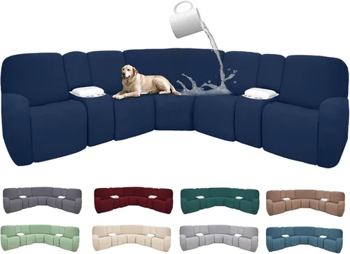 Miniatura 22 de Fundas de sofá reclinable seccional 100% impermeables para sofá reclinable en forma de L, funda de sofá modular de esquina en forma de L, fundas