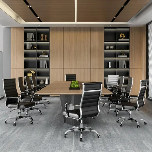 Miniatura 6 de Silla de Oficina Okeysen, Sillas Ergonómicas de Cuero Modernas para Sala de Conferencias, Silla Ejecutiva con Costillas Ajustable y Giratoria