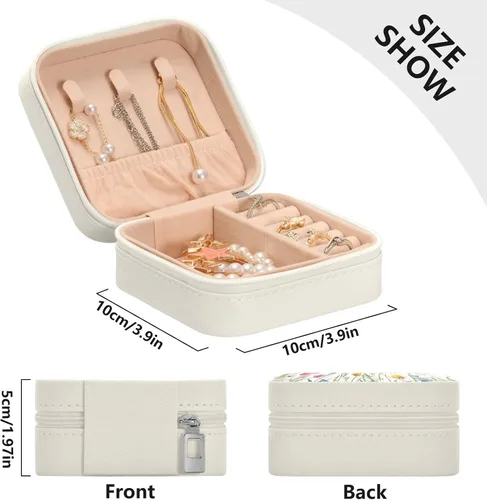Miniatura 4 de QwThum Joyero de viaje organizador para mujeres, niñas y hombres, pequeña caja de almacenamiento portátil para joyas, aretes, anillos, collares