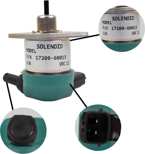 Miniatura 2 de Solenoide de apagado de combustible de 12 V 17208-60015 17208-60016 17208-60017 17208-60010 compatible con Kubota V1205 V1505 V1305 D1105 D1005