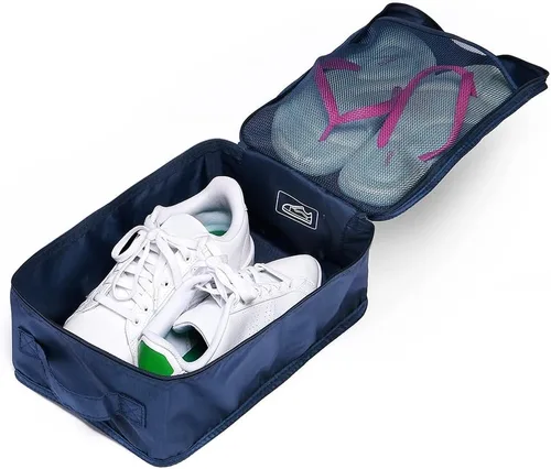 Miniatura 5 de JJ POWER Bolsas de viaje para zapatos, plegables e impermeables, organizador de doble capa, marino, Uso diario