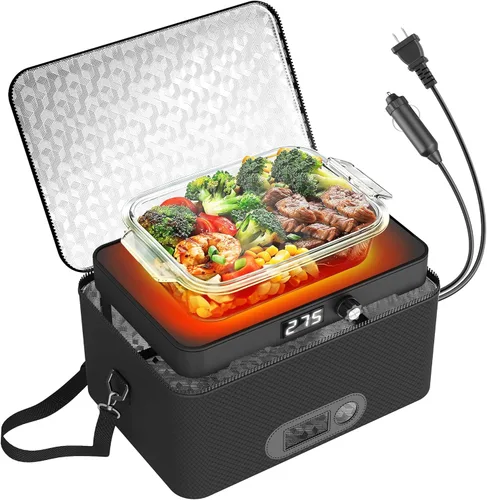 Miniatura 12 de Horno portátil, calentador de alimentos portátil de 110V, horno portátil personal, mini lonchera eléctrica calentada para recalentar y cocinar Negro