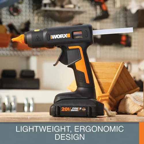 Miniatura 10 de Worx 20V Power Share Pistola de pegamento caliente de tamaño completo WX045L.9- (sólo herramienta)
