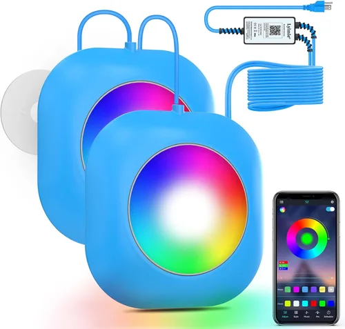 Miniatura 11 de LyLmLe Luces LED para piscina sobre el suelo con control de aplicación, luces subacuáticas magnéticas RGB inteligentes de 20 W con temporizador, 800