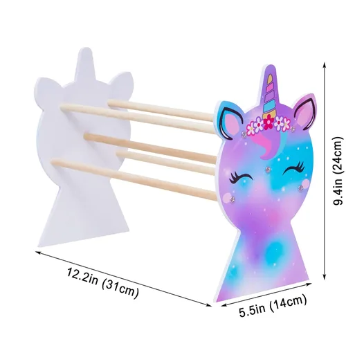 Miniatura 6 de Organizador de diademas para niñas Basumee con soporte para arcoíris y unicornio, soporte para diademas y aros de pelo, exhibidor de diademas, AZUL