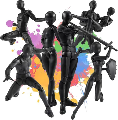 Miniatura 6 de Figuras de acción gnallang Modelo PVC (Color Negro) con Caja Modelos de Figuras para Dibujar para Artistas (Masculino)