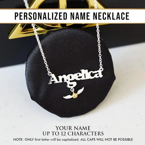 Miniatura 5 de Harry Potter Collar con nombre personalizado chapado en oro de 14 quilates y collar de plata de ley personalizado elige estilo color Reliquias
