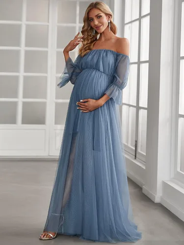 Miniatura 4 de Ever-Pretty Vestido de maternidad de tul con hombros descubiertos para mujer 20862