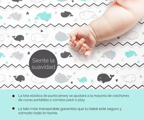 Miniatura 2 de Sábanas para Pack n Play, BROLEX paquete de 2 sábanas para cuna mini, juego de sábanas ajustadas elásticas portátiles para corralito, cubierta