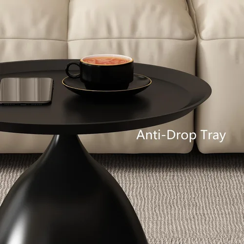 Miniatura 4 de Mesas anidables, mesas laterales negras, mesas auxiliares modernas para sala de estar, juego de 2 mesas de café anidables, mesa consola, mesas