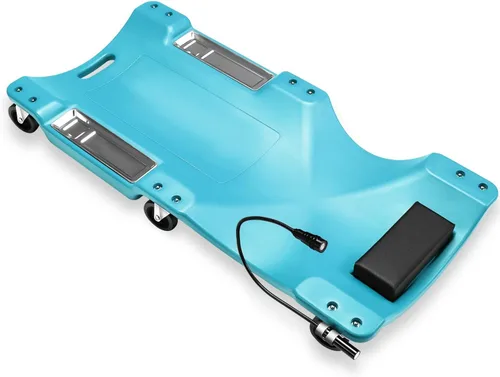Miniatura 21 de Auto Dynasty Tablilla rodante de 40 pulgadas para reparación mecánica automotriz en el garaje, de perfil bajo, con luz LED y reposacabezas Negro