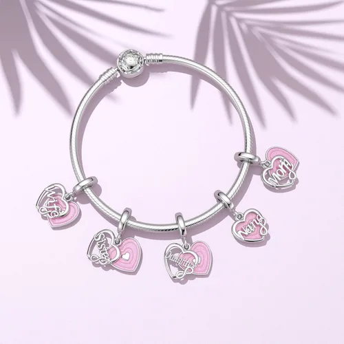 Miniatura 6 de SEVENWELL Dijes familiares para Pandora, plata de ley 925 con forma de corazón y flores para pulsera, mamá, hermana, hija, esposa, nana, mejor amiga