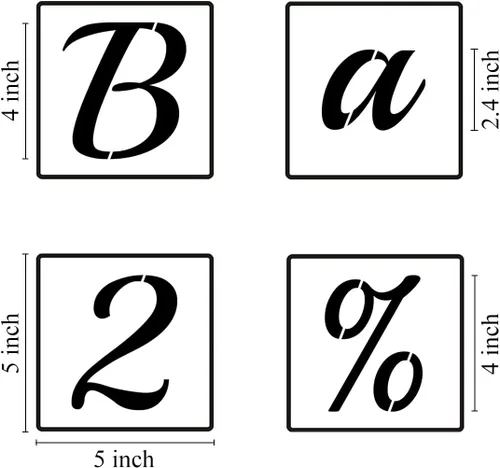 Miniatura 6 de Plantillas de letras del alfabeto de 4 pulgadas para pintar, paquete de 70 plantillas de letras y números con letreros para pintar sobre madera