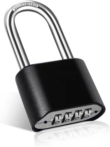 Miniatura 8 de Cadena resistente y cerradura de combinación para exteriores, cerradura de cadena de puerta con código, candado de grillete largo con cadena