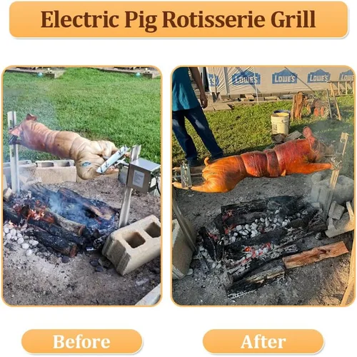 Miniatura 3 de Kit de asador de parrilla para barbacoa de hasta 220 libras, asador de asador de cerdo, resistente, para asador de cerdo, cordero, al aire libre