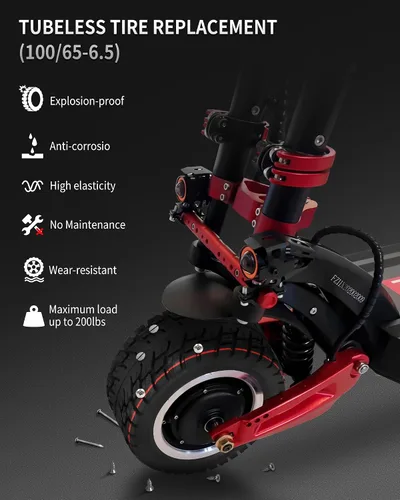 Miniatura 2 de 100/65-6.5 Neumático sin cámara para todo terreno para VSETT 11+/Zero 11X/Dualtron para accesorios de scooter eléctrico de 11 pulgadas, neumáticos 2