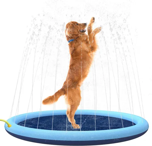 Almohadilla de aspersor para perros y niños, piscina gruesa de 59 pulgadas con aspersor, tapete de agua para jugar al aire libre, juguetes para