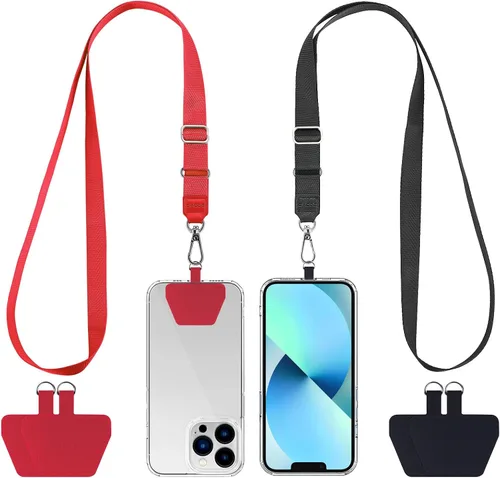 Miniatura 20 de CACOE Cordón para Teléfono 2 Piezas Correa Ajustable para el Cuello, 4 Piezas Parches, Cordones para Teléfono de Poliéster Multifuncionales
