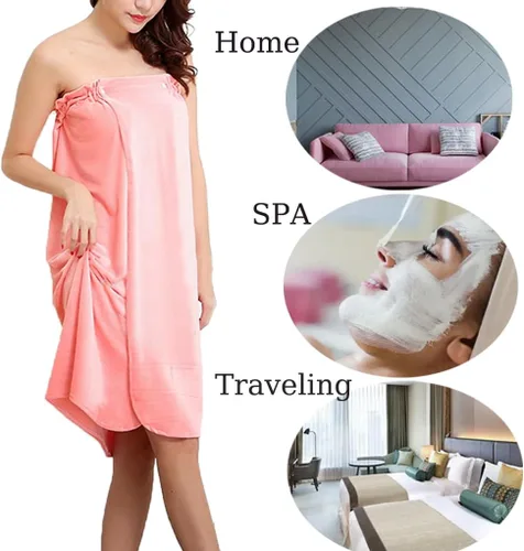 Miniatura 4 de Toalla envolvente para el cuerpo con broches de presión, toallas de felpa, toalla de spa, envolturas de baño para mujeres después de la ducha