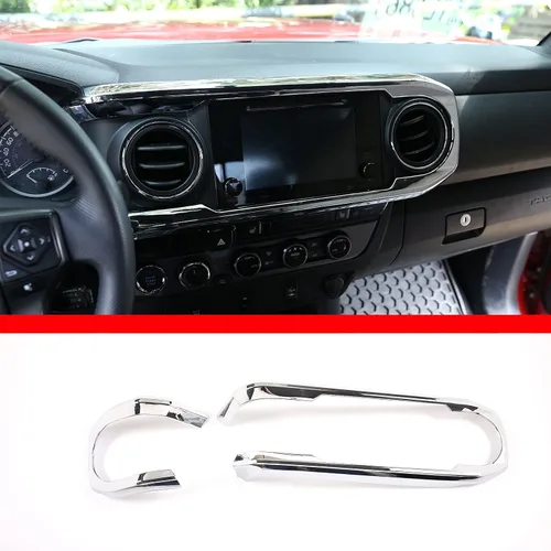 Miniatura 9 de YIWANG - Cubierta para panel de salpicadero de consola central de ABS para Toyota Tacoma 2016-2020, accesorios de coche de conducción izquierda Negro