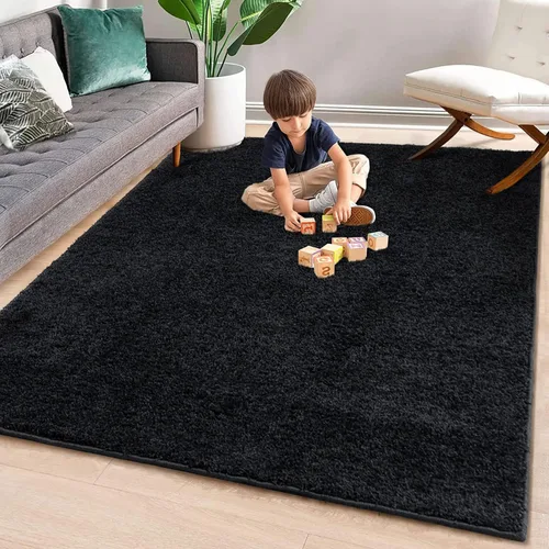 Miniatura 26 de Fashionwu Alfombra grande esponjosa de 5 x 8 pies, alfombra de felpa para sala de estar, guardería, antideslizante, alfombra mullida para decoración