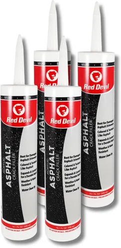 Red Devil 0637 Sellador de relleno de grietas de asfalto, sellador acrílico negro para grietas y juntas, forma un sello resistente al agua, 10.1