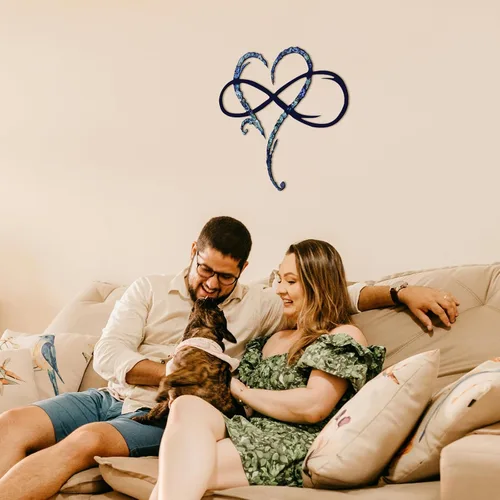 Miniatura 6 de Decoración de pared de metal con corazón infinito, decoración única de pared de corazón infinito, placa de letrero de amor, arte geométrico, adornos