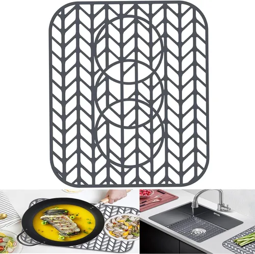 Miniatura 9 de AWOKE Protectores de fregadero para fregadero de cocina, alfombrilla protectora de fregadero de cocina - 28.4"x15.2" Alfombrilla plegable