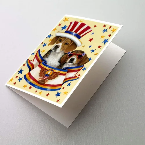 Miniatura 100 de Caroline's Treasures PPP3013GCA7P - Tarjetas de felicitación y sobres para mascotas de Basset Hound Teacher, paquete de 8 tarjetas en blanco
