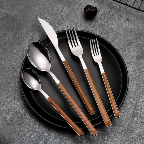 Miniatura 3 de Juego de cubiertos de acero inoxidable de 20 piezas, tenedores, cucharas, servicio para 4, juego de vajilla para comer en casa, incluye tenedor
