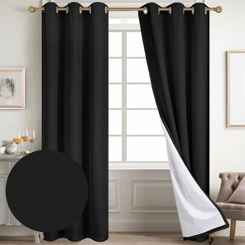Miniatura 43 de Diraysid Cortinas 100% opacas de lino beige para dormitorio, con ojales, aislamiento térmico, cortinas de oscurecimiento de habitación