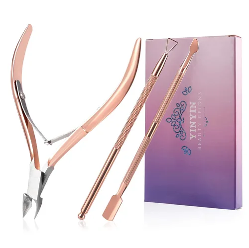 Corta cutículas con empujador de cutículas y cortador, YINYIN corta cutículas, removedor de cutículas, nippers, cortadores, herramientas duraderas