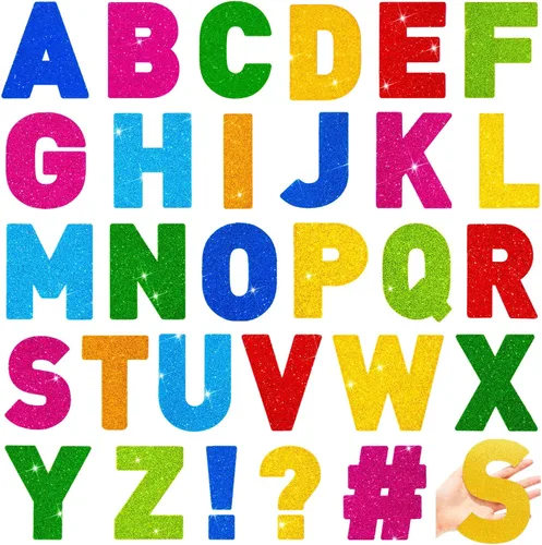 Miniatura 9 de Harloon 232 piezas de 24 hojas de letras grandes con purpurina, letras del alfabeto con letra grande, kit de letras autoadhesivas para buzón, Dorado
