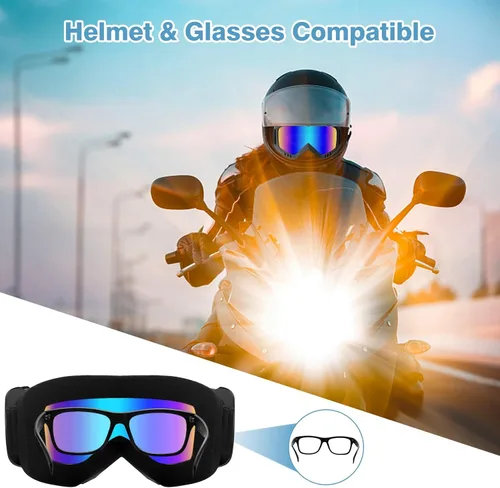 Miniatura 5 de Paquete de 2 gafas de motocross – Motocicleta, ATV, equitación, esquí, resistente al viento gafas de carreras