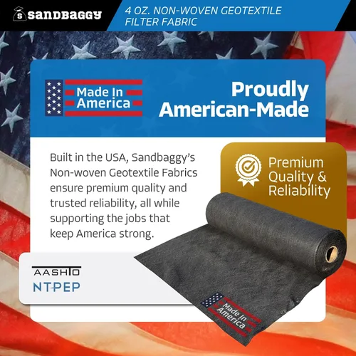 Miniatura 2 de Sandbaggy Tela geotextil no tejida de 4 onzas Fabricado en Estados Unidos Tela de 50 años Grado industrial Drenajes franceses Resistencia